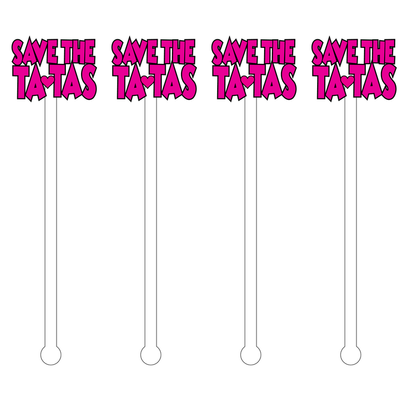 SAVE THE TA TA'S TEXT ACRYLIC STIR STICKS