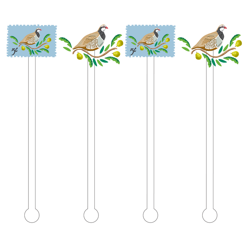 AS X SWEET CAROLINE DESIGNS PARTRIDGE IN A PEAR TREE ACRYLIC STIR STICKS COMBO