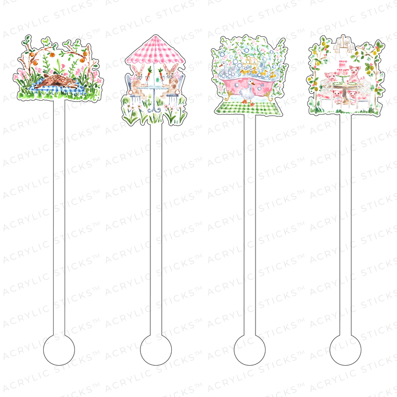 AS X EVELYN HENSON BABY GIRL FARM MILESTONE ACRYLIC STIR STICKS COMBO