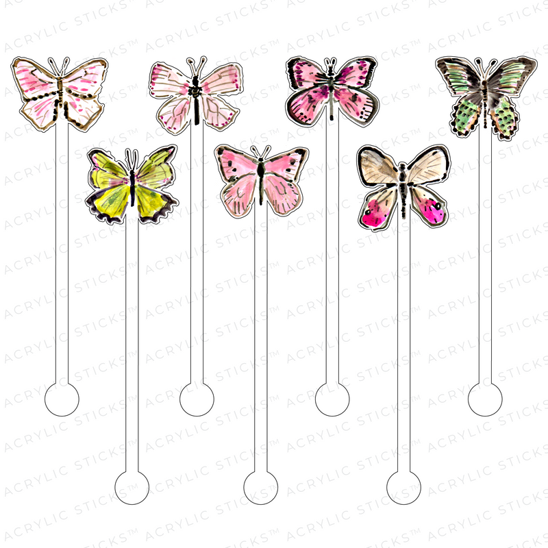 AS X EVELYN HENSON BUTTERFLIES IN LOVE ACRYLIC STIR STICKS COMBO