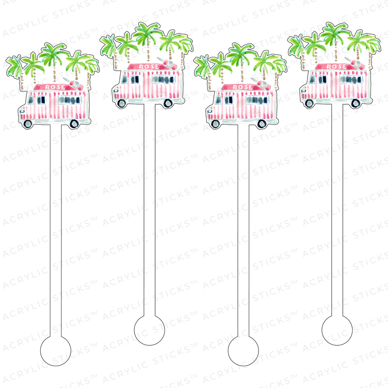 AS X EVELYN HENSON TRUCKIN' ROSE ACRYLIC STIR STICKS