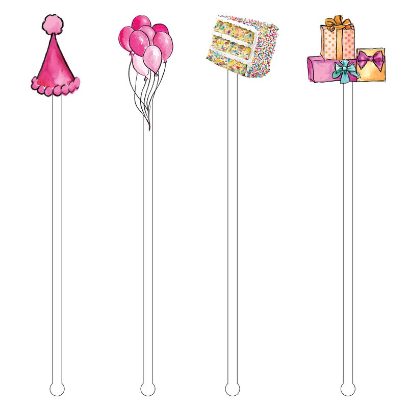 HAPPY BIRTHDAY 'BUBBLY'S' ACRYLIC DRINK MARKERS