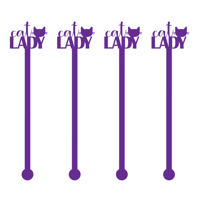 CAT LADY PURPLE SOLID ACRYLIC STIR STICKS
