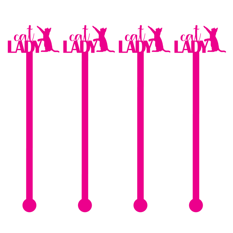 CAT LADY HOT PINK SOLID ACRYLIC STIR STICKS