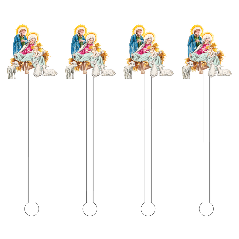 NATIVITY SCENE ACRYLIC STIR STICKS