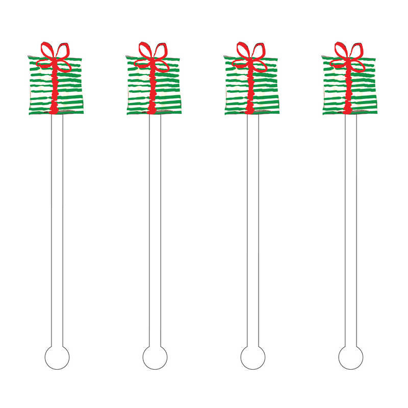 STRIPED PRESENT ACRYLIC STIR STICKS