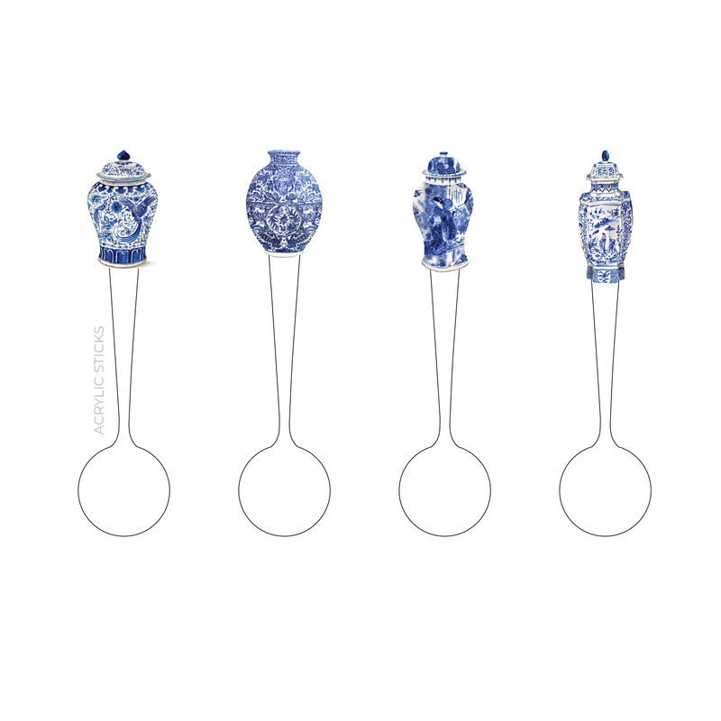 BLUE & WHITE GINGER JAR ACRYLIC DEMITASSE SPOONS COMBO