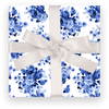 BLUE & WHITE GARDEN ROSES DESIGNER GIFT WRAP ROLL