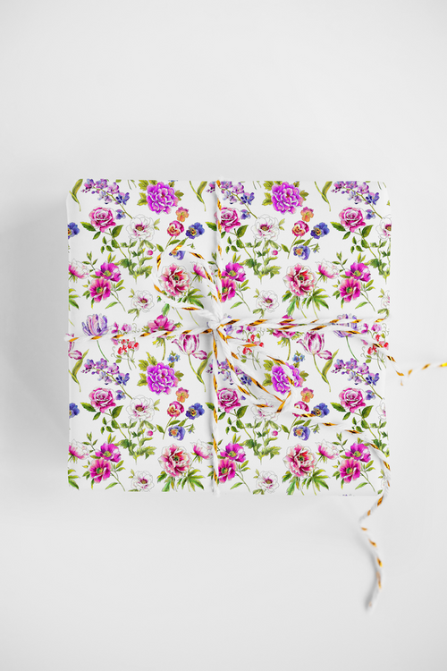 PRETTY SPRING FLOWERS DESIGNER GIFT WRAP ROLL