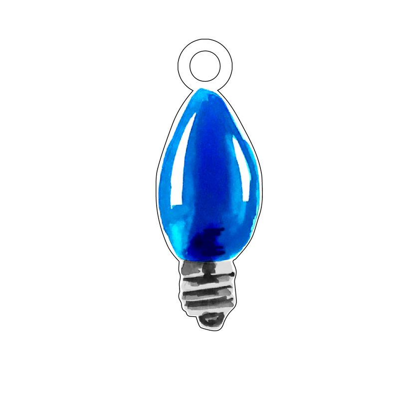 BLUE CHRISTMAS BULB ACRYLIC GIFT TAG