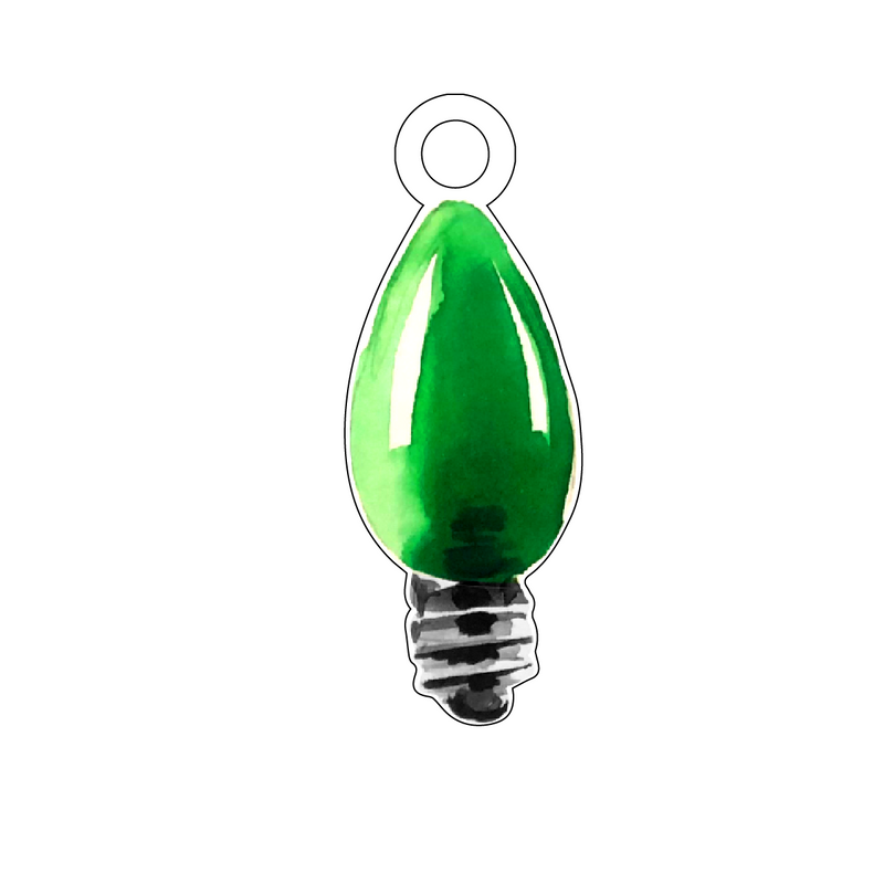 GREEN CHRISTMAS BULB ACRYLIC GIFT TAG