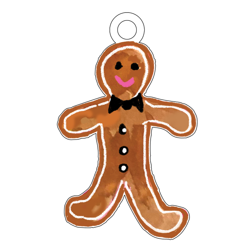 GINGERBREAD BOY ACRYLIC GIFT TAG