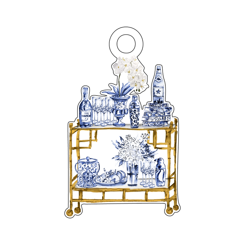 BLUE & WHITE BOUJIE BAR CART ACRYLIC GIFT TAG