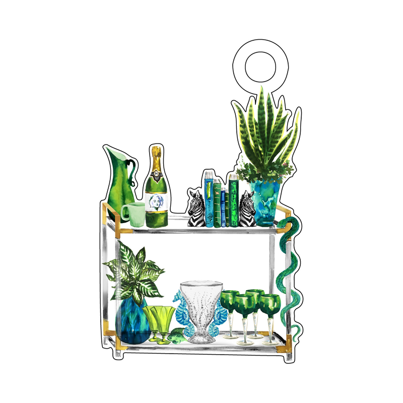 EMERALD BISCAY BAR CART ACRYLIC GIFT TAG