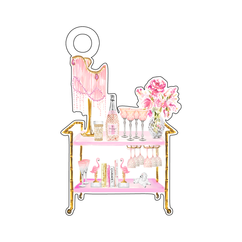 FLAMINGO SHI SHI BAR CART ACRYLIC GIFT TAG