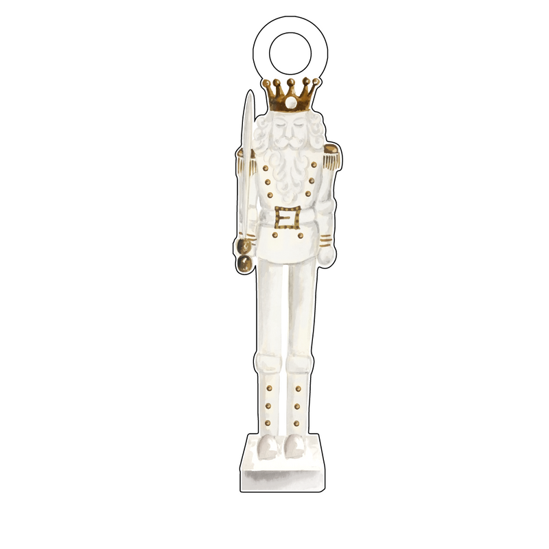 GOLD & WHITE KING NUTCRACKER ACRYLIC GIFT TAG