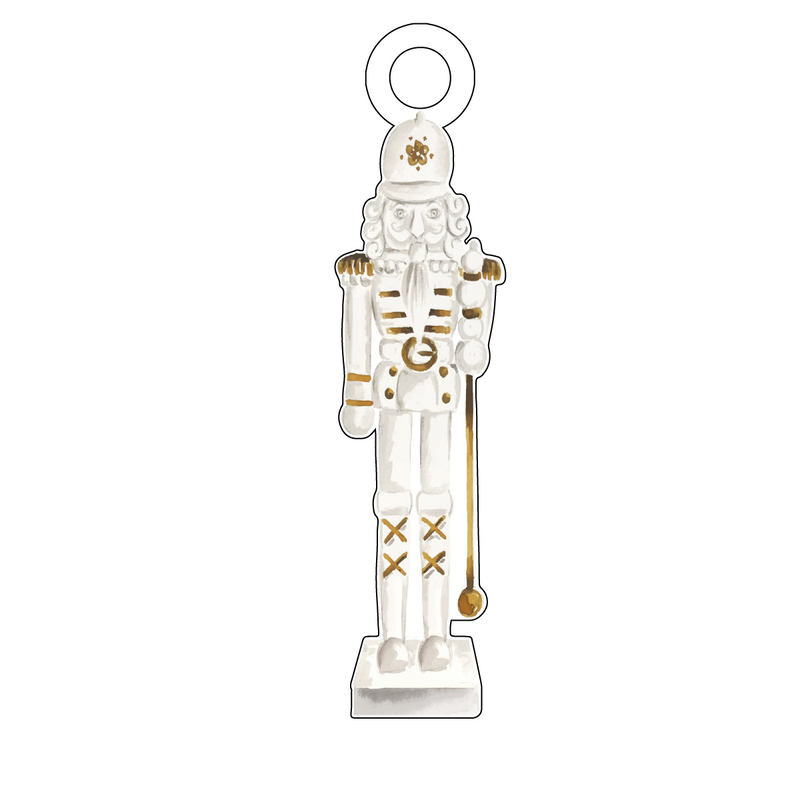 GOLD & WHITE PRINCE NUTCRACKER ACRYLIC GIFT TAG