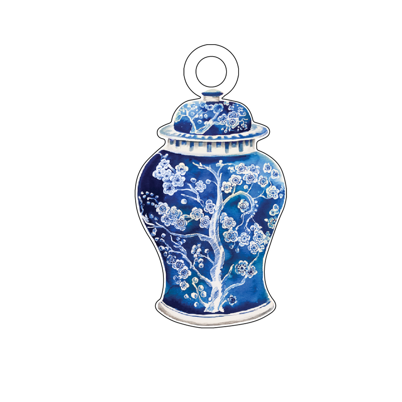 BLOSSOMS GINGER JAR ACRYLIC GIFT TAG