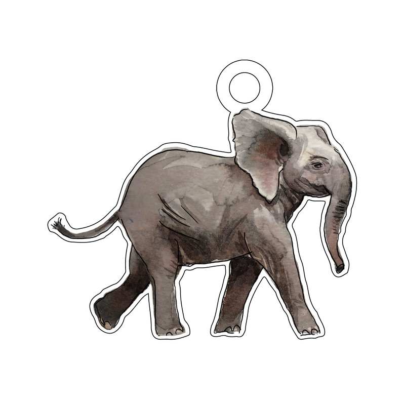 STRUTTING ELEPHANT ACRYLIC GIFT TAG