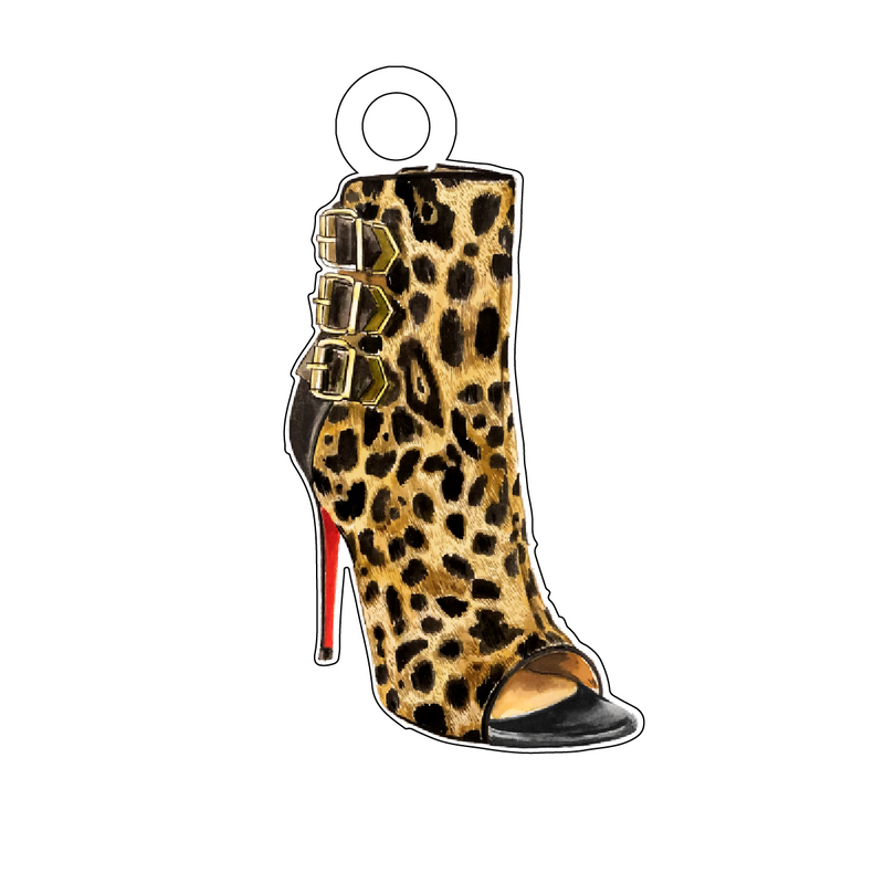 LEOPARD PEEP-TOE BOOTIE ACRYLIC GIFT TAG