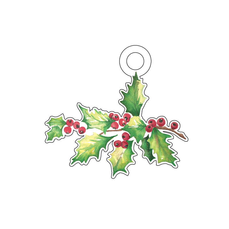 CHRISTMAS HOLLY ACRYLIC GIFT TAG