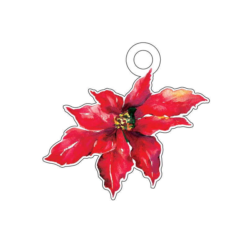 CHRISTMAS POINSETTIA ACRYLIC GIFT TAG