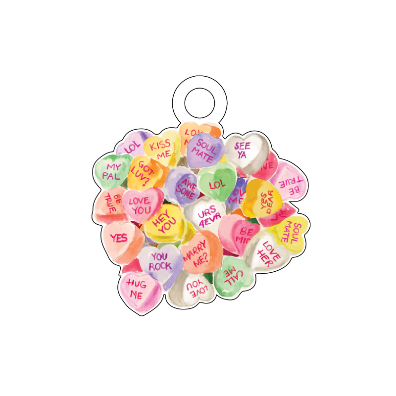 CONVERSATION HEART CANDY ACRYLIC GIFT TAG