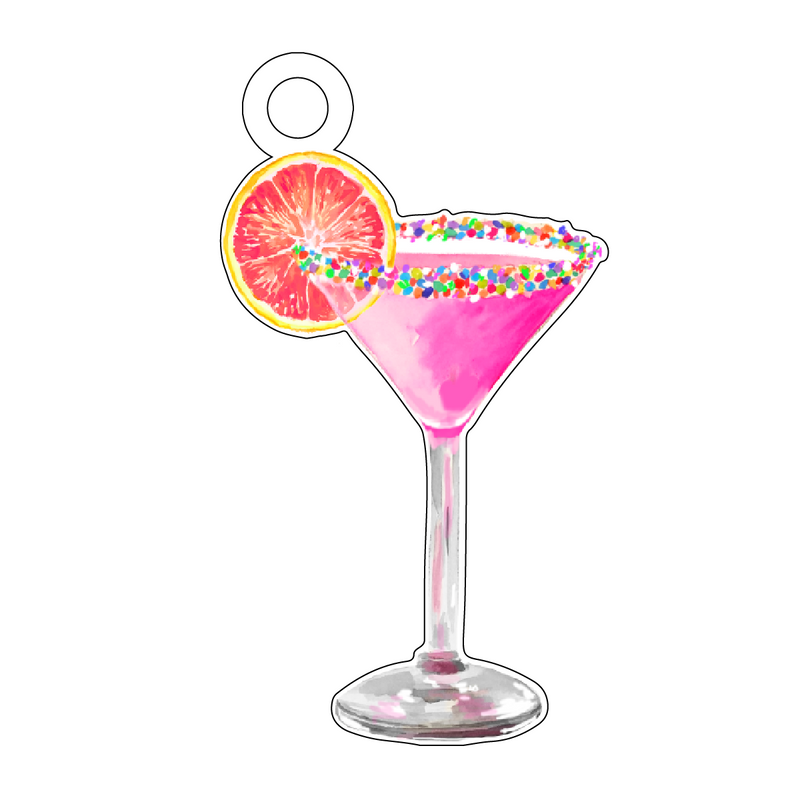 BIRTHDAY MARTINI ACRYLIC GIFT TAG