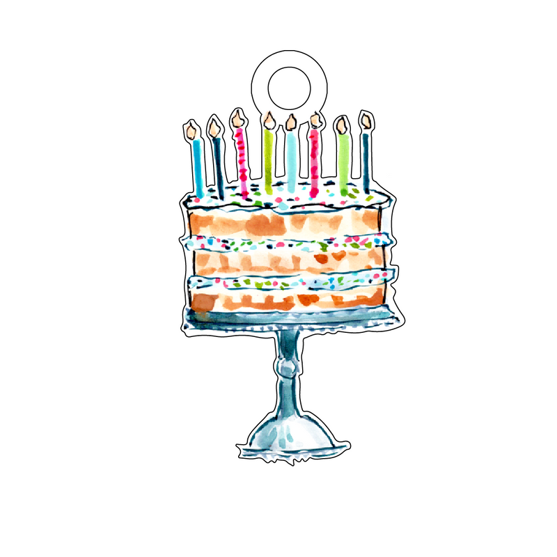 AS X EVELYN HENSON HAPPY BIRTHDAY CONFETTI CAKE ACRYLIC GIFT TAG