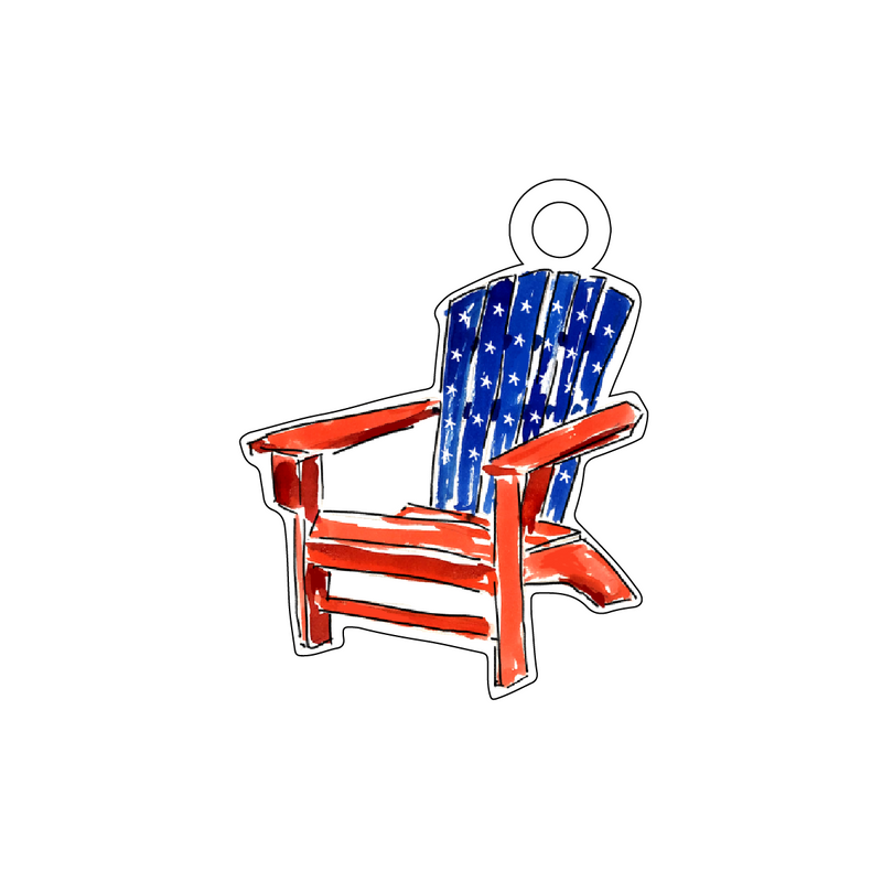 RED, WHITE & STARS ADIRONDACK CHAIR ACRYLIC GIFT TAG