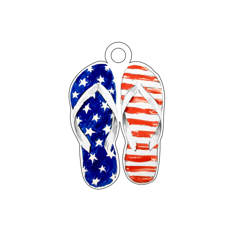 I LOVE THE USA FLIP FLOPS ACRYLIC GIFT TAG