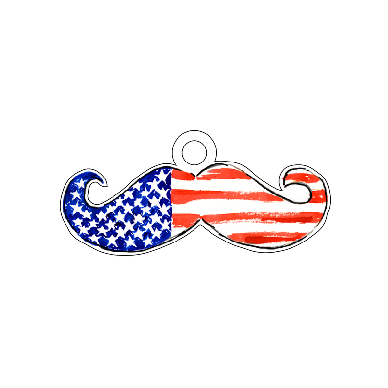 'MERICAN MUSTACHE ACRYLIC GIFT TAG