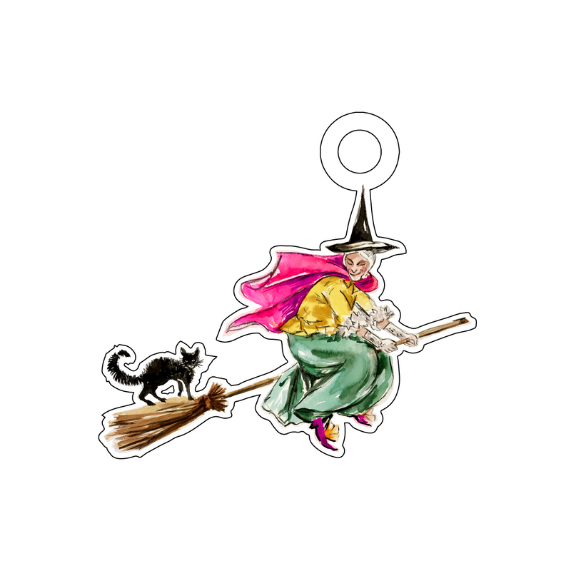 FABULOUS FLYING WITCH ACRYLIC GIFT TAG