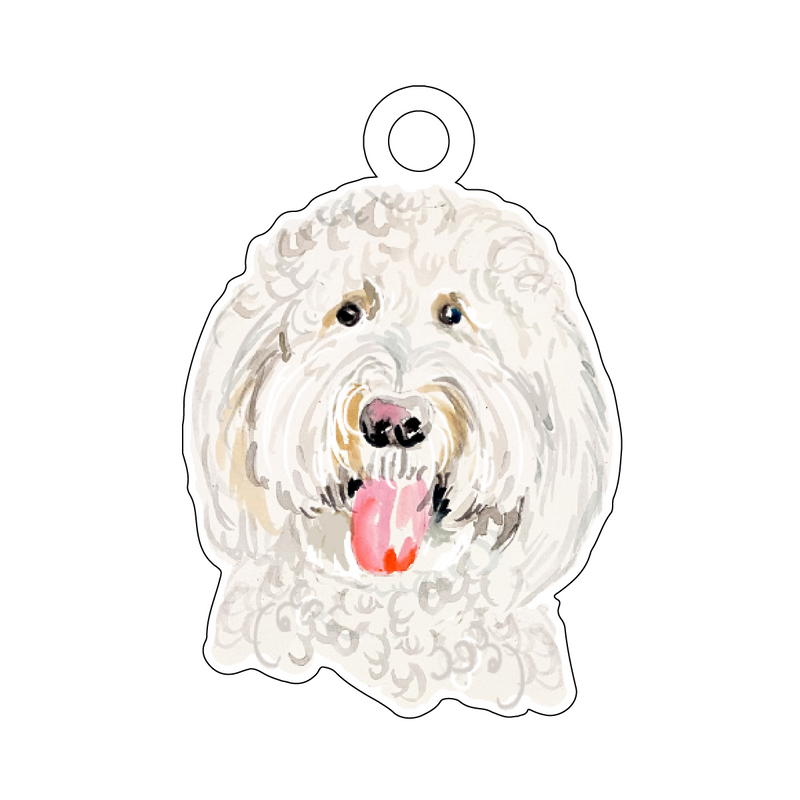 WHITE DOODLE PROFILE ACRYLIC GIFT TAG