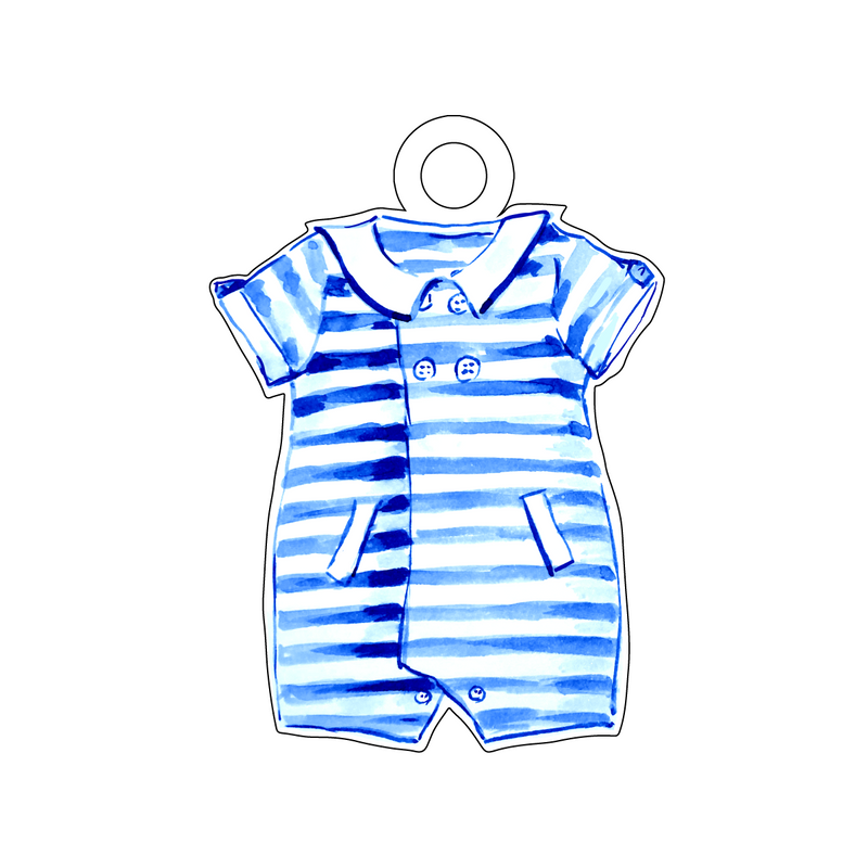 BLUE STRIPE ONESIE ACRYLIC GIFT TAG