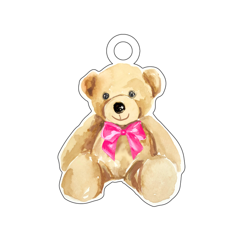 IT'S A GIRL TEDDY BEAR ACRYLIC GIFT TAG