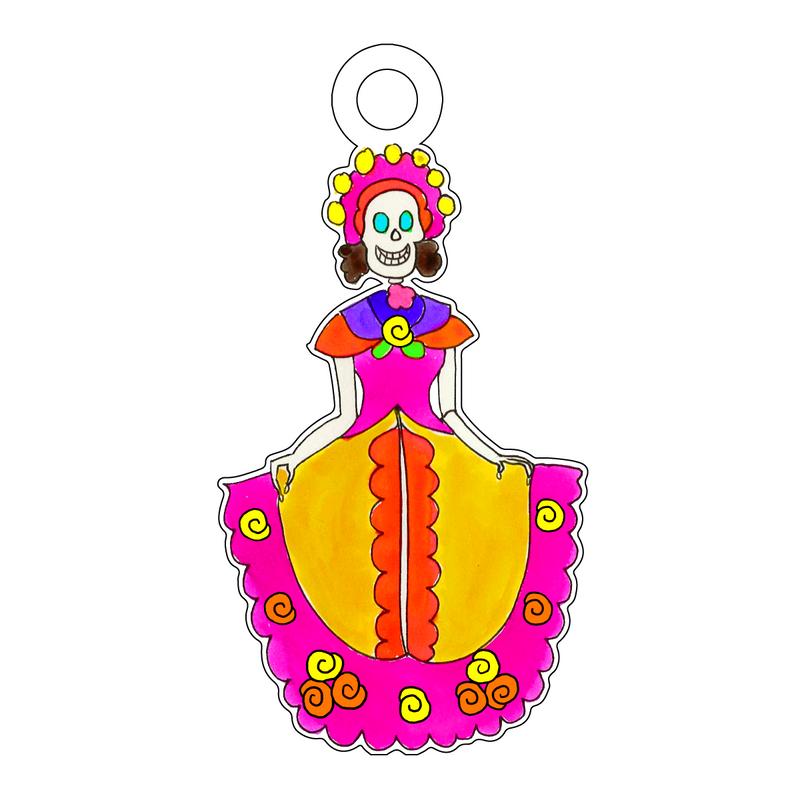 DAY OF THE DEAD SENORITA ACRYLIC GIFT TAG