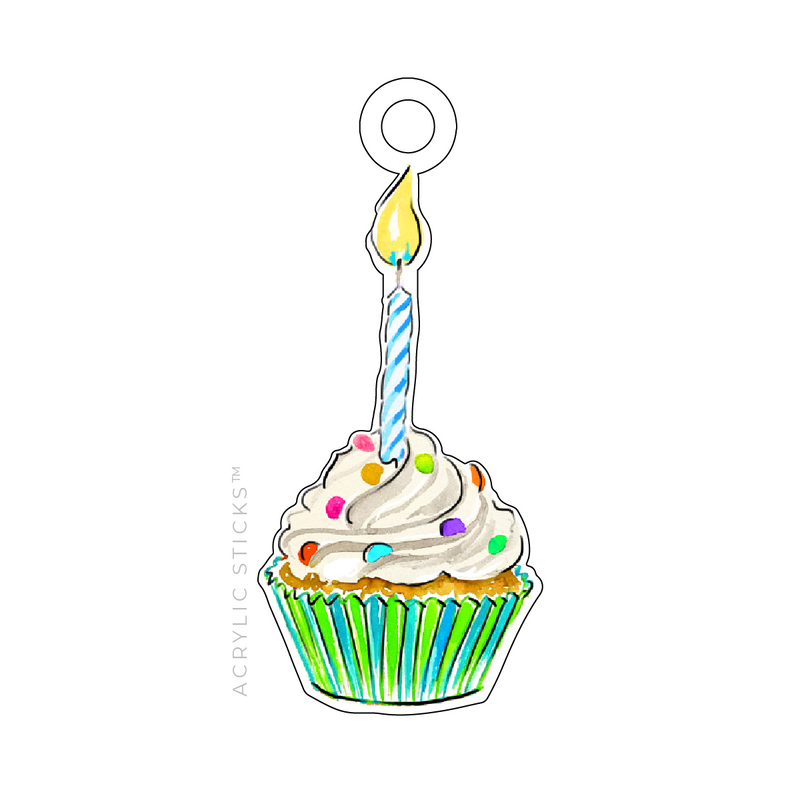 HIP HIP CONFETTI CUPCAKE ACRYLIC GIFT TAG