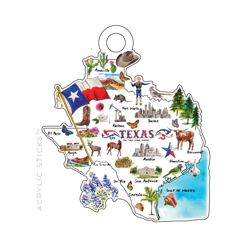 STATE OF TEXAS MOTIF ACRYLIC GIFT TAG