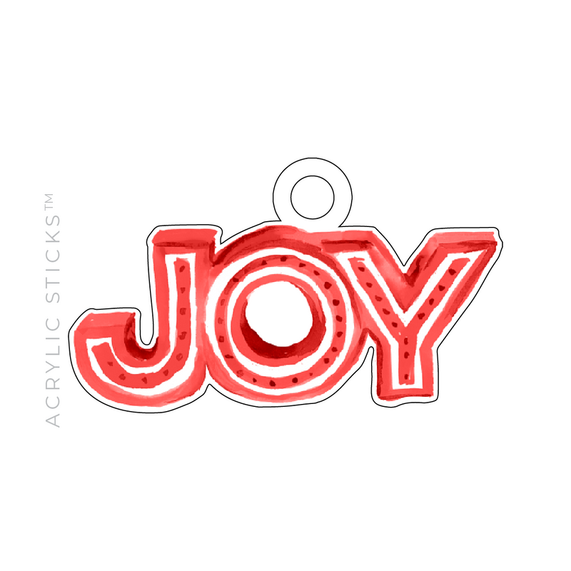 RED 'JOY' ACRYLIC GIFT TAG