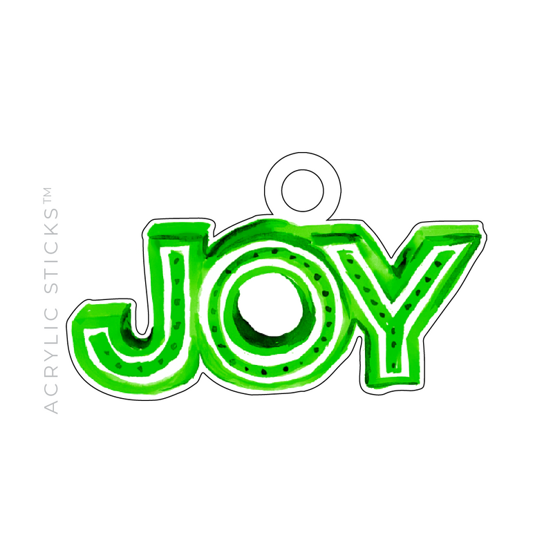 GREEN 'JOY' ACRYLIC GIFT TAG