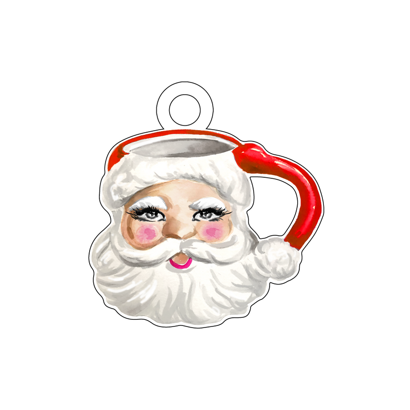 JUBILANT SANTA MUG ACRYLIC GIFT TAG