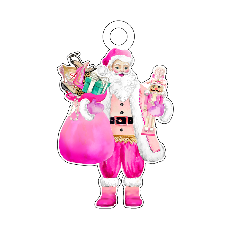 PINK COUTURE SANTA ACRYLIC GIFT TAG