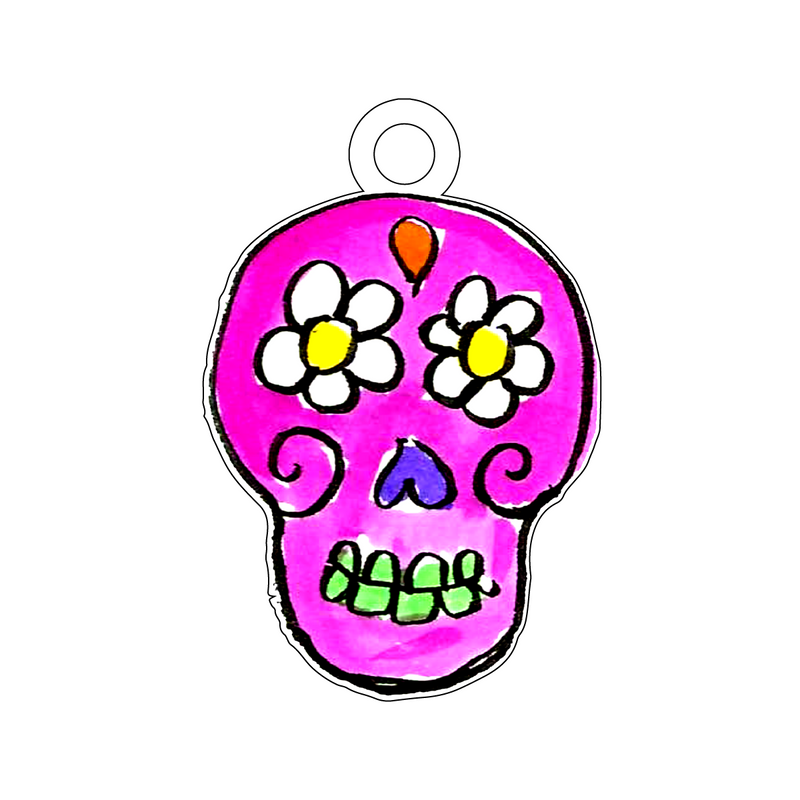 DIA DE MUERTOS SUGAR SKULL DAISY EYES ACRYLIC GIFT TAG