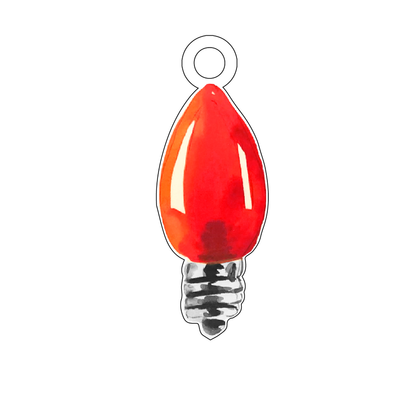 RED CHRISTMAS BULB ACRYLIC GIFT TAG