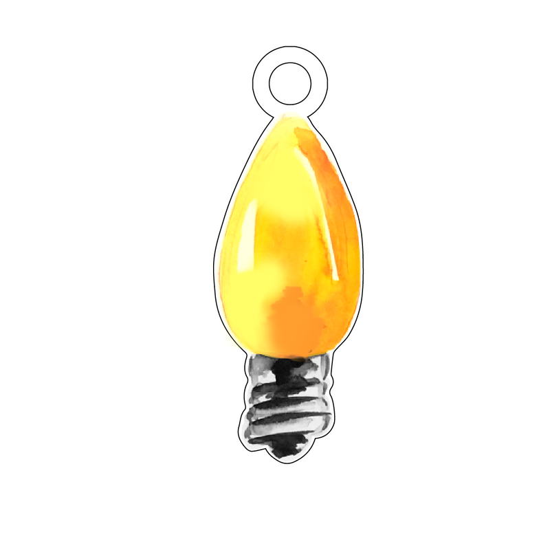 YELLOW CHRISTMAS BULB ACRYLIC GIFT TAG