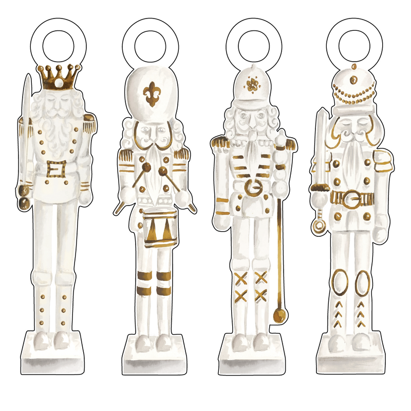 GOLD & WHITE NUTCRACKERS ACRYLIC GIFT TAG COMBO