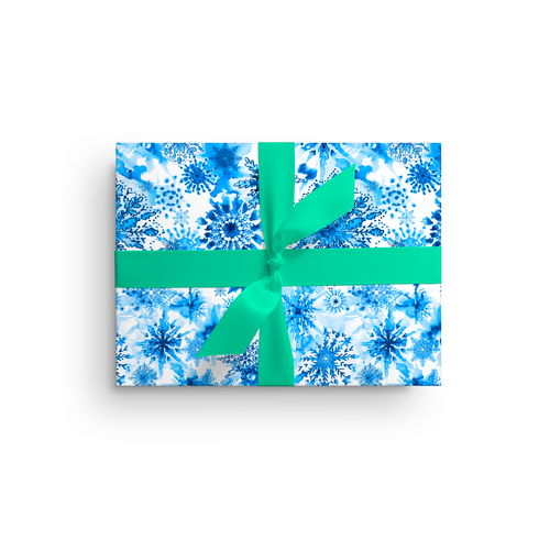 AQUA BLUE SNOWFLAKES LUXE GIFT WRAP ROLL*