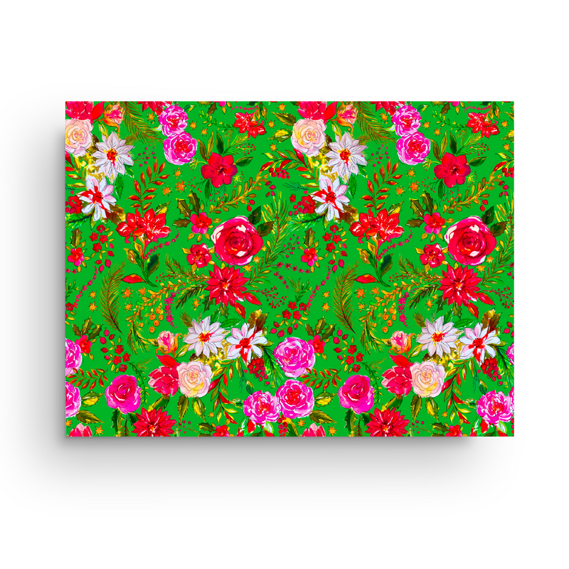 CHRISTMAS FLOWERS LIME LUXE GIFT WRAP ROLL*