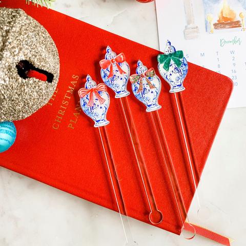 HOLIDAY GINGER JAR ACRYLIC STIR STICKS COMBO
